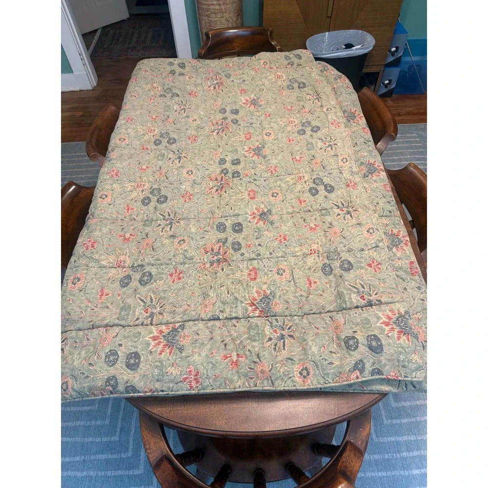 Vintage Ralph Lauren Isabella Full Queen Comforter Sage Floral Cotton Linen USA